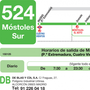 Horario de ida Línea 524 Autobuses Interurbanos