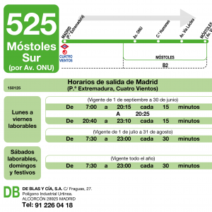 Horario de ida Línea 525 Autobuses Interurbanos