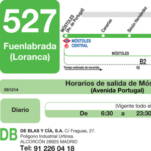 Horario de ida Línea 527 Autobuses Interurbanos