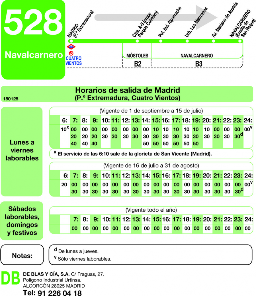 Horario de ida