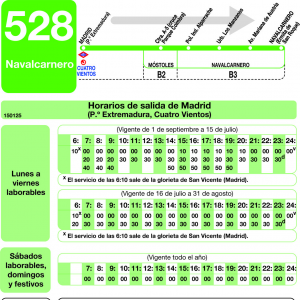 Horario de ida Línea 528 Autobuses Interurbanos