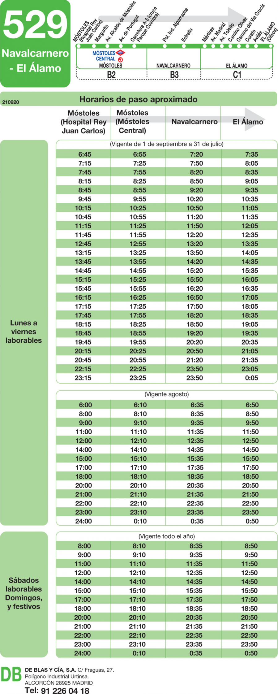 Horario de ida