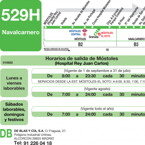 Horario de ida Línea 529-H Autobuses Interurbanos