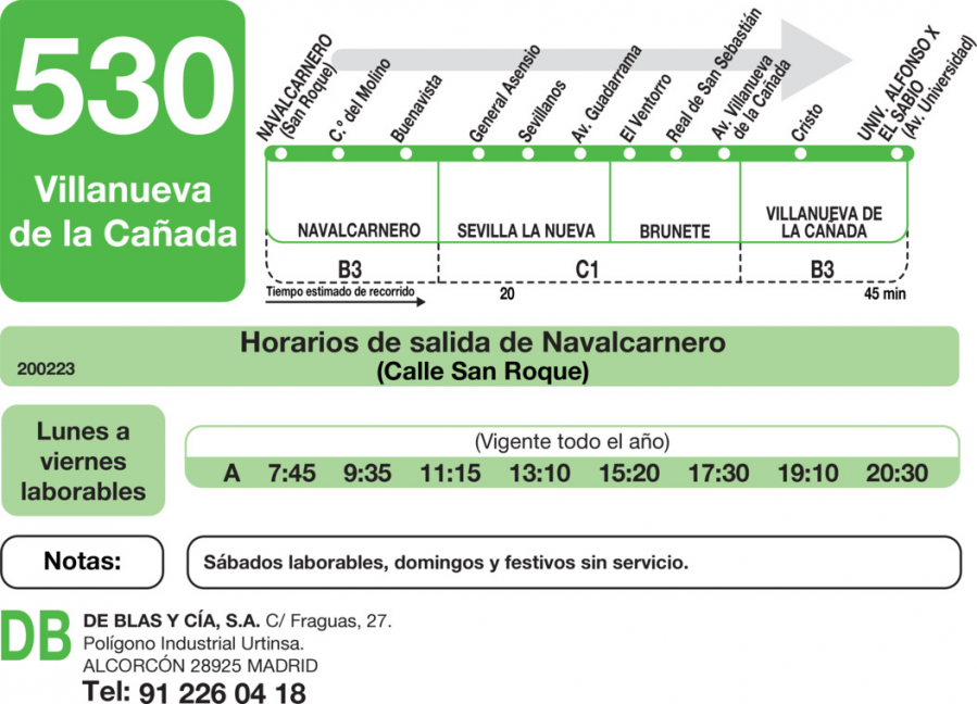 Horario de ida