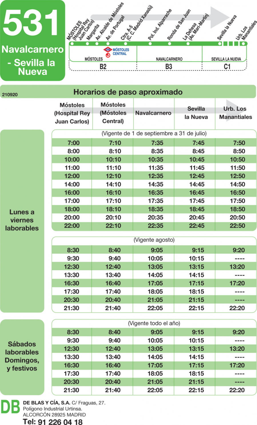 Horario de ida