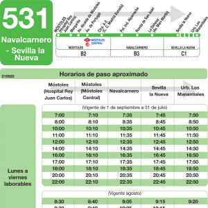 Horario de ida Línea 531 Autobuses Interurbanos