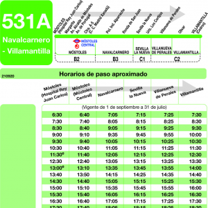 Horario de ida Línea 531-A Autobuses Interurbanos