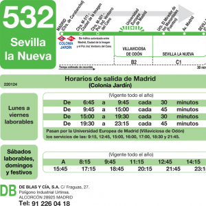Horario de ida Línea 532 Autobuses Interurbanos