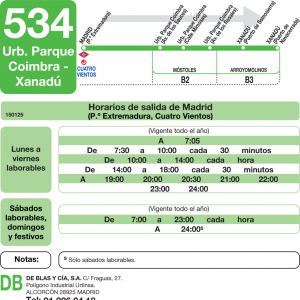 Horario de ida Línea 534 Autobuses Interurbanos