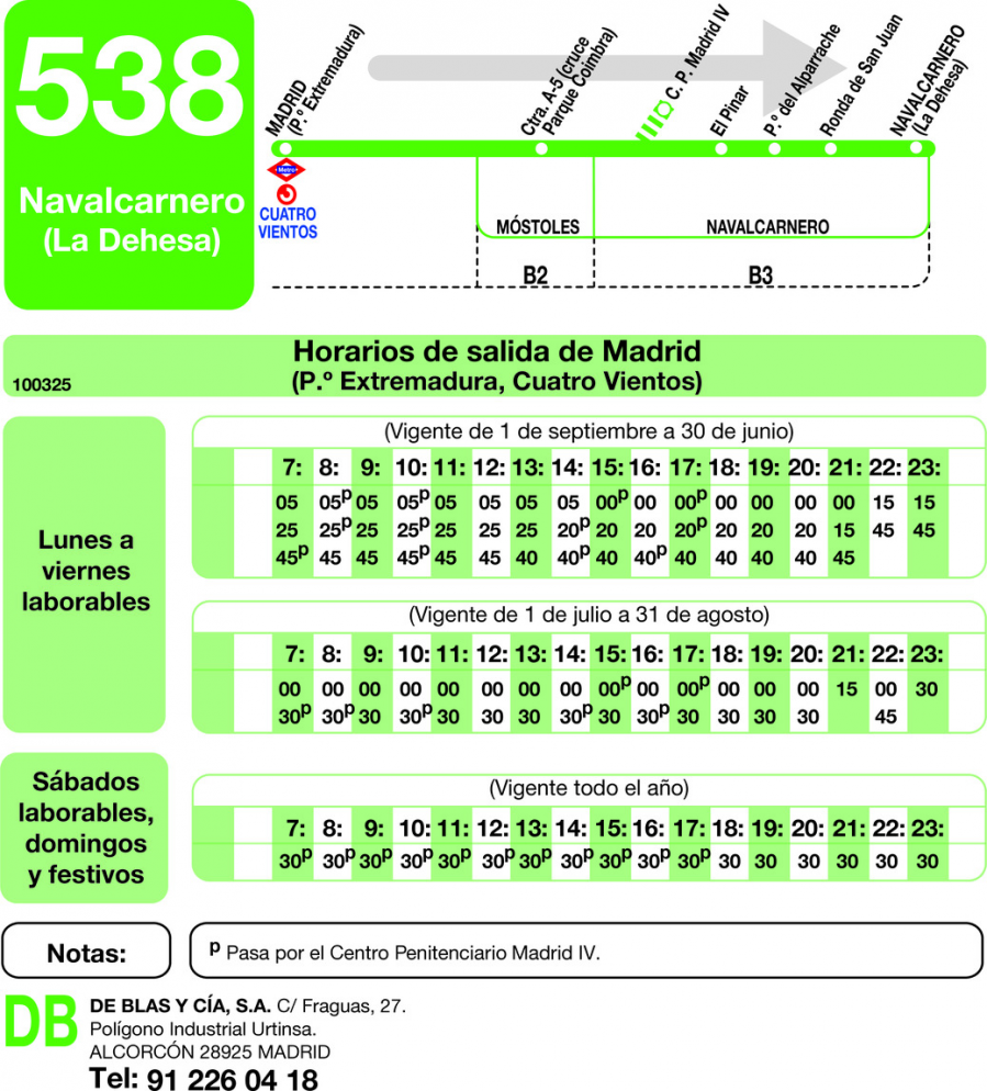 Horario de ida