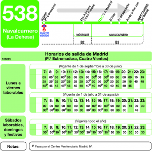Horario de ida Línea 538 Autobuses Interurbanos