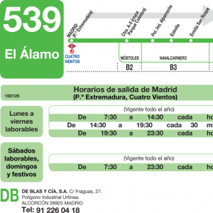 Horario de ida Línea 539 Autobuses Interurbanos