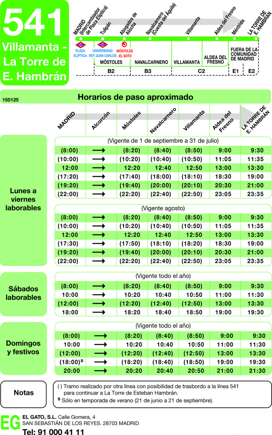 Horario de ida