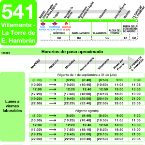Horario de ida Línea 541 Autobuses Interurbanos