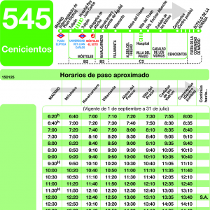 Horario de ida Línea 545 Autobuses Interurbanos