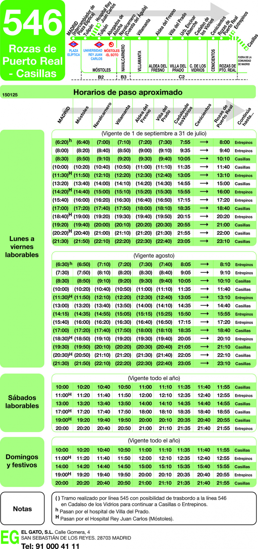 Horario de ida