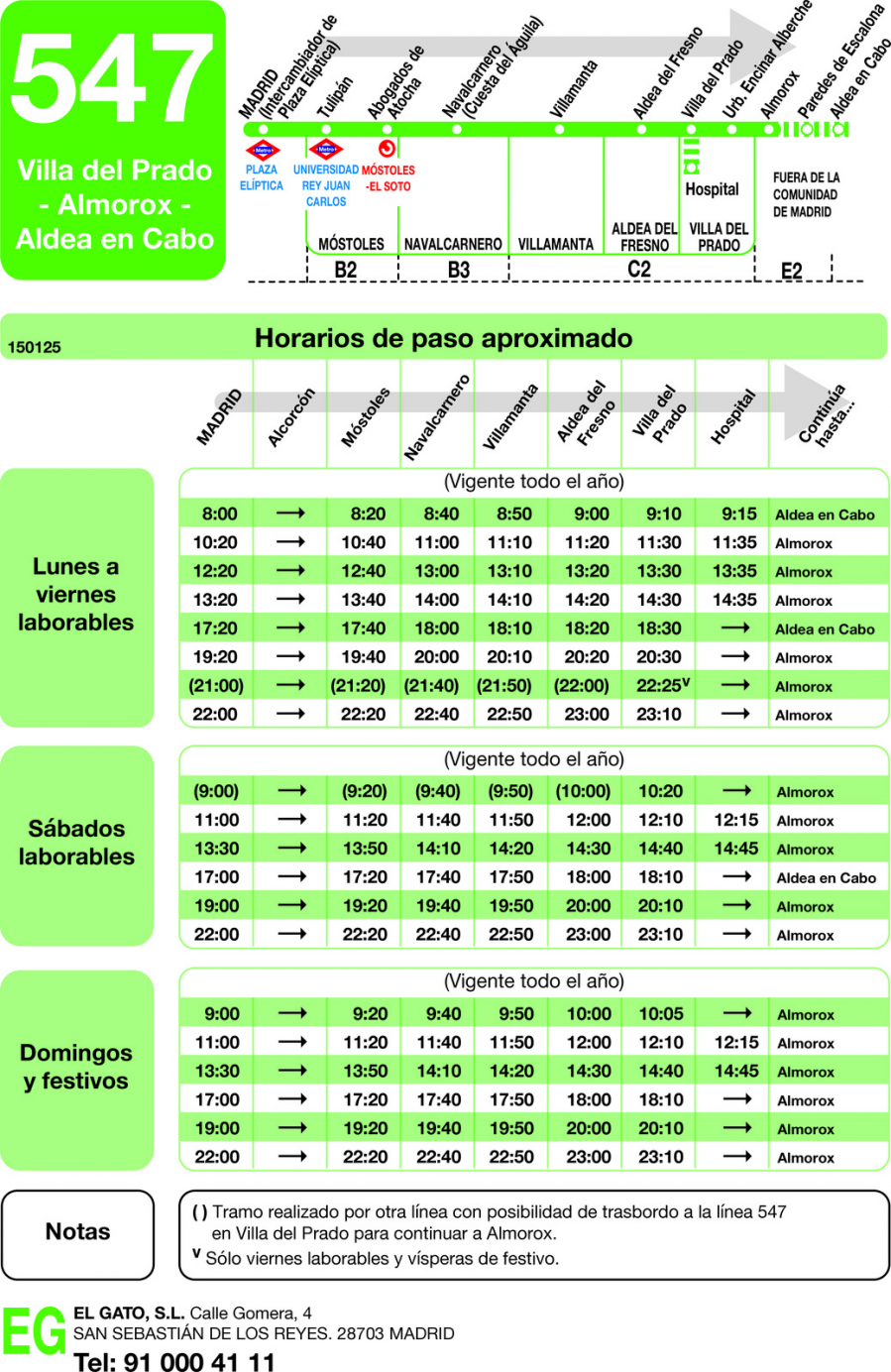 Horario de ida