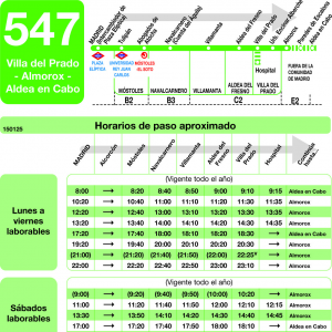 Horario de ida Línea 547 Autobuses Interurbanos