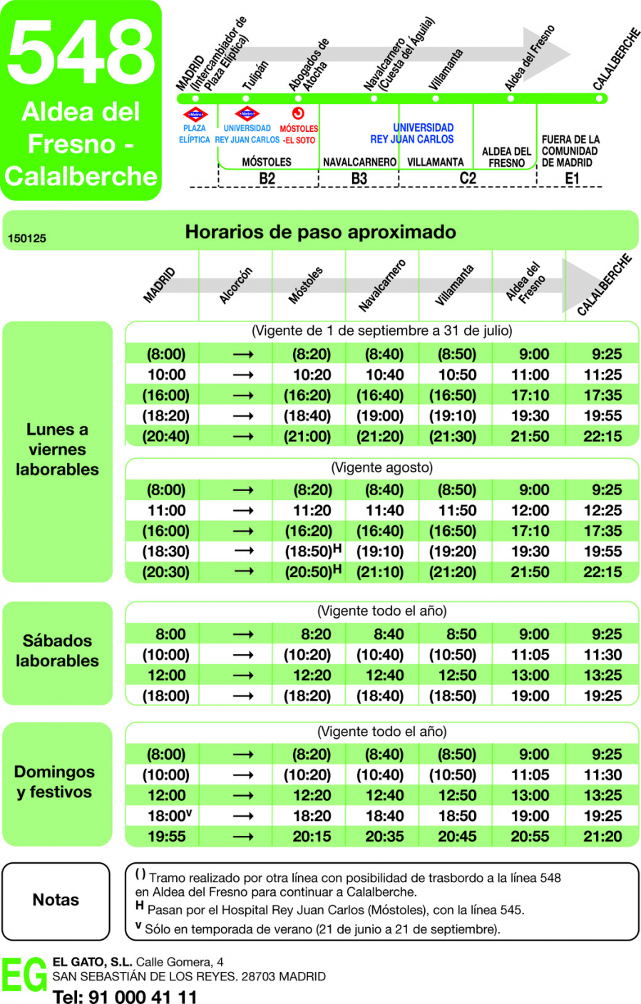 Horario de ida