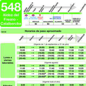 Horario de ida Línea 548 Autobuses Interurbanos