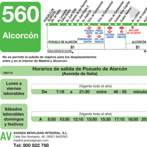 Horario de ida Línea 560 Autobuses Interurbanos