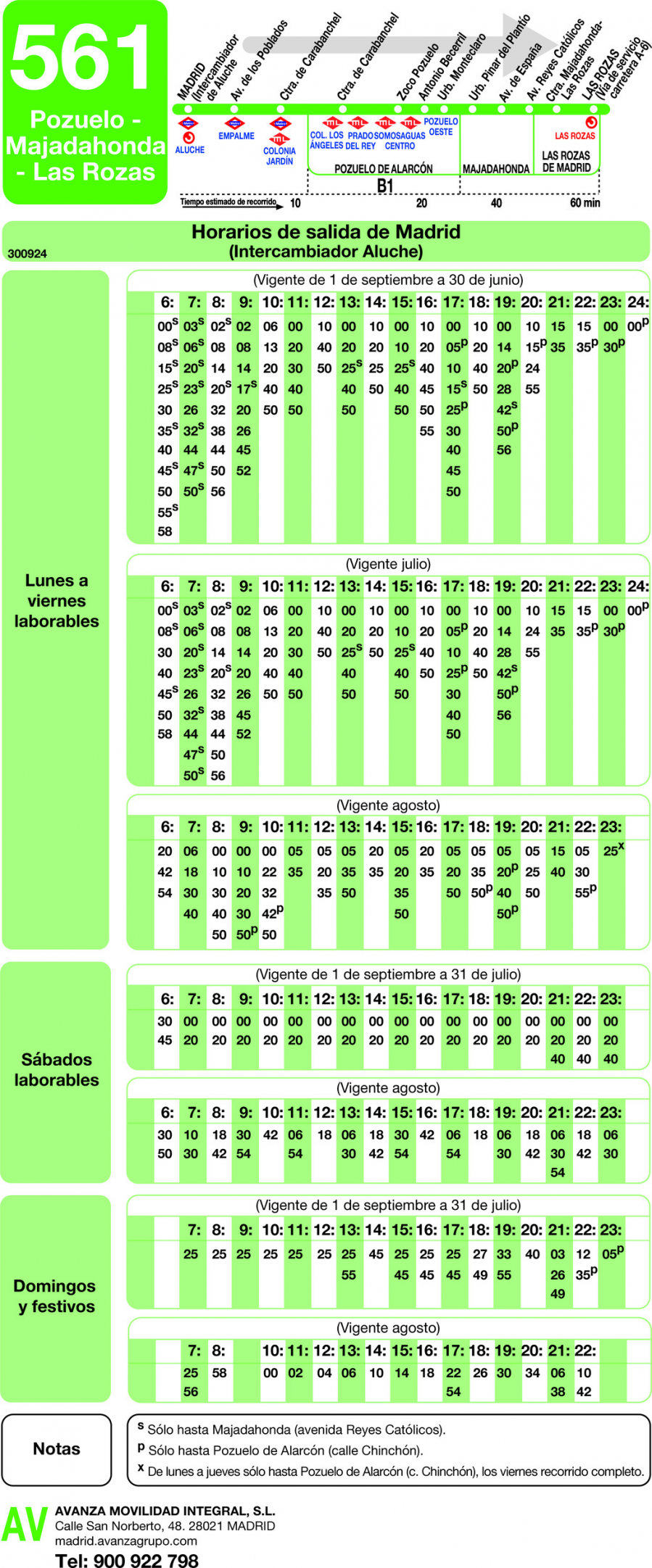 Horario de ida