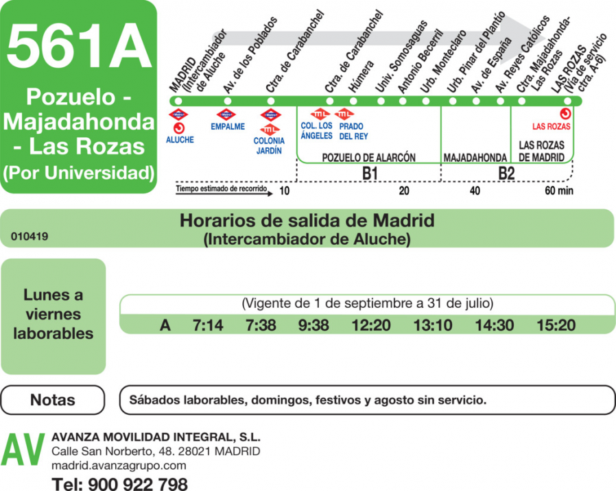 Horario de ida