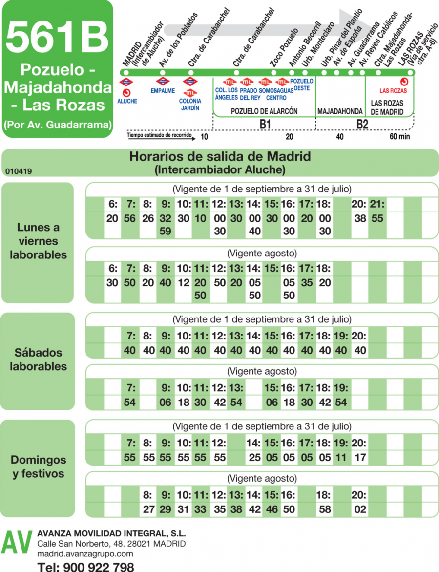 Horario de ida