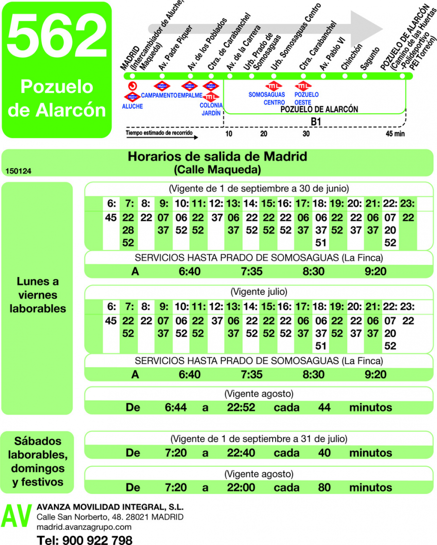 Horario de ida