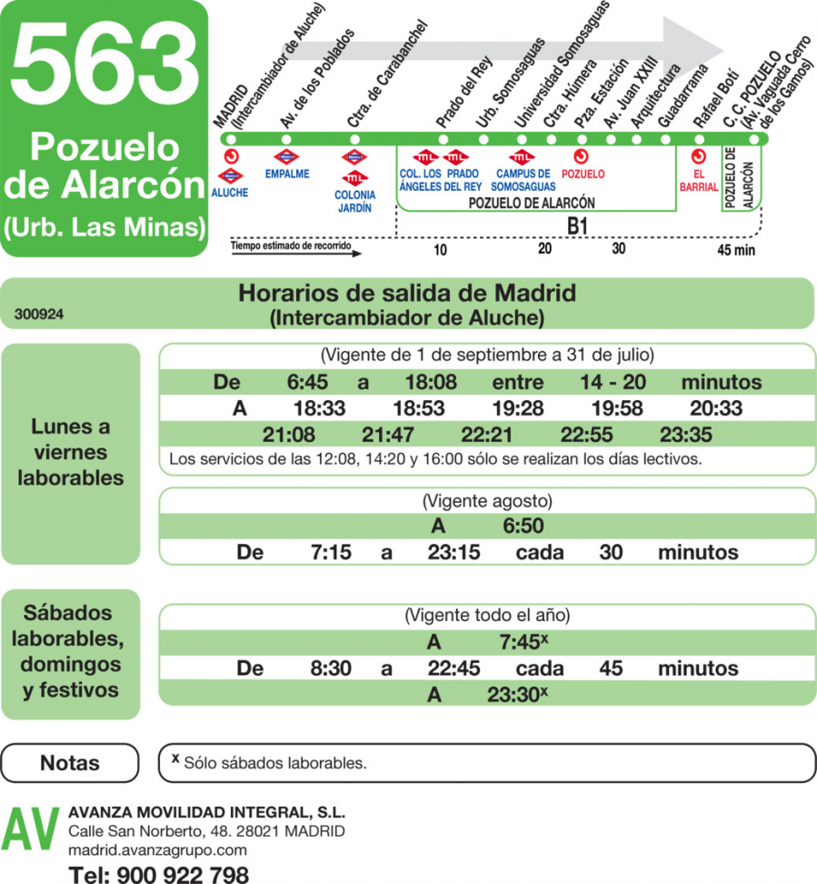 Horario de ida