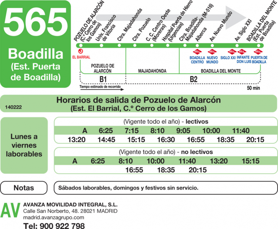 Horario de ida