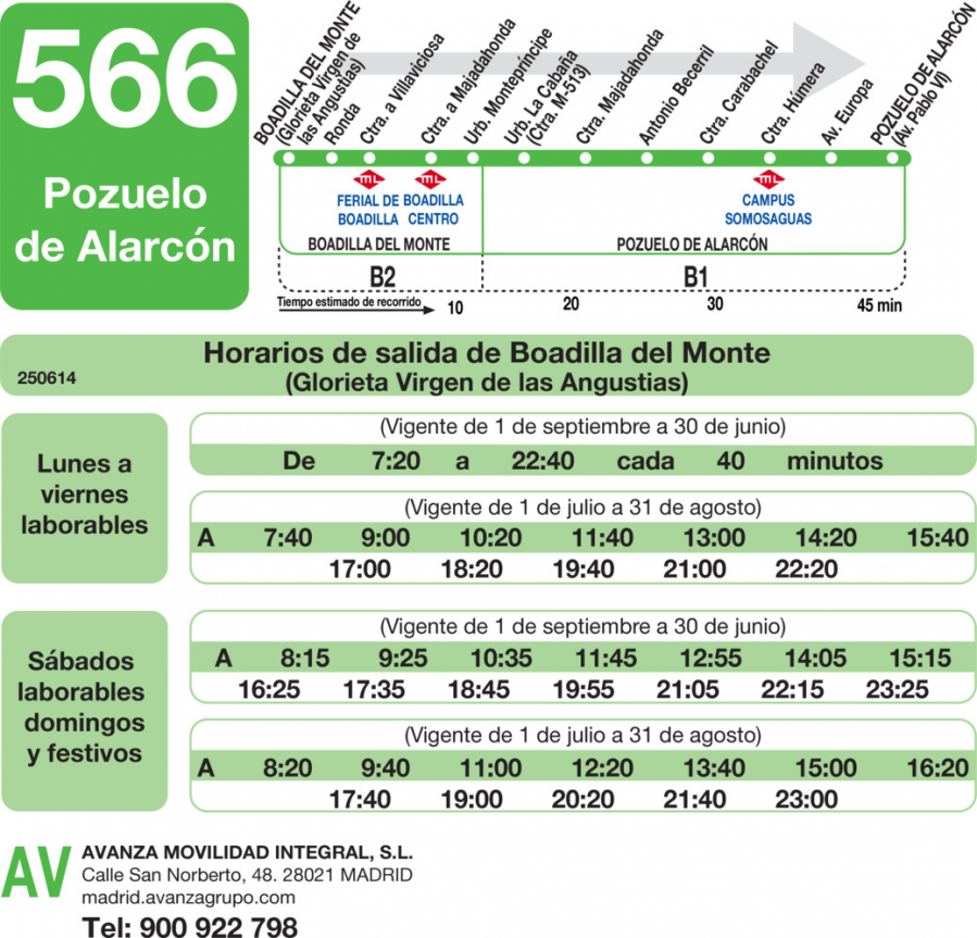 Horario de ida