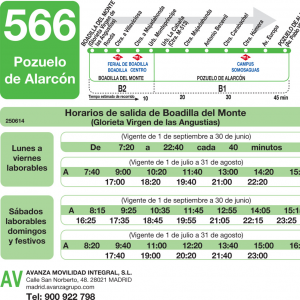 Horario de ida Línea 566 Autobuses Interurbanos