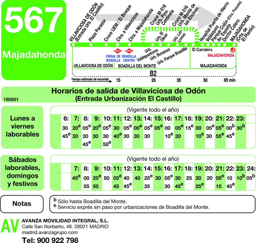 Horario de ida