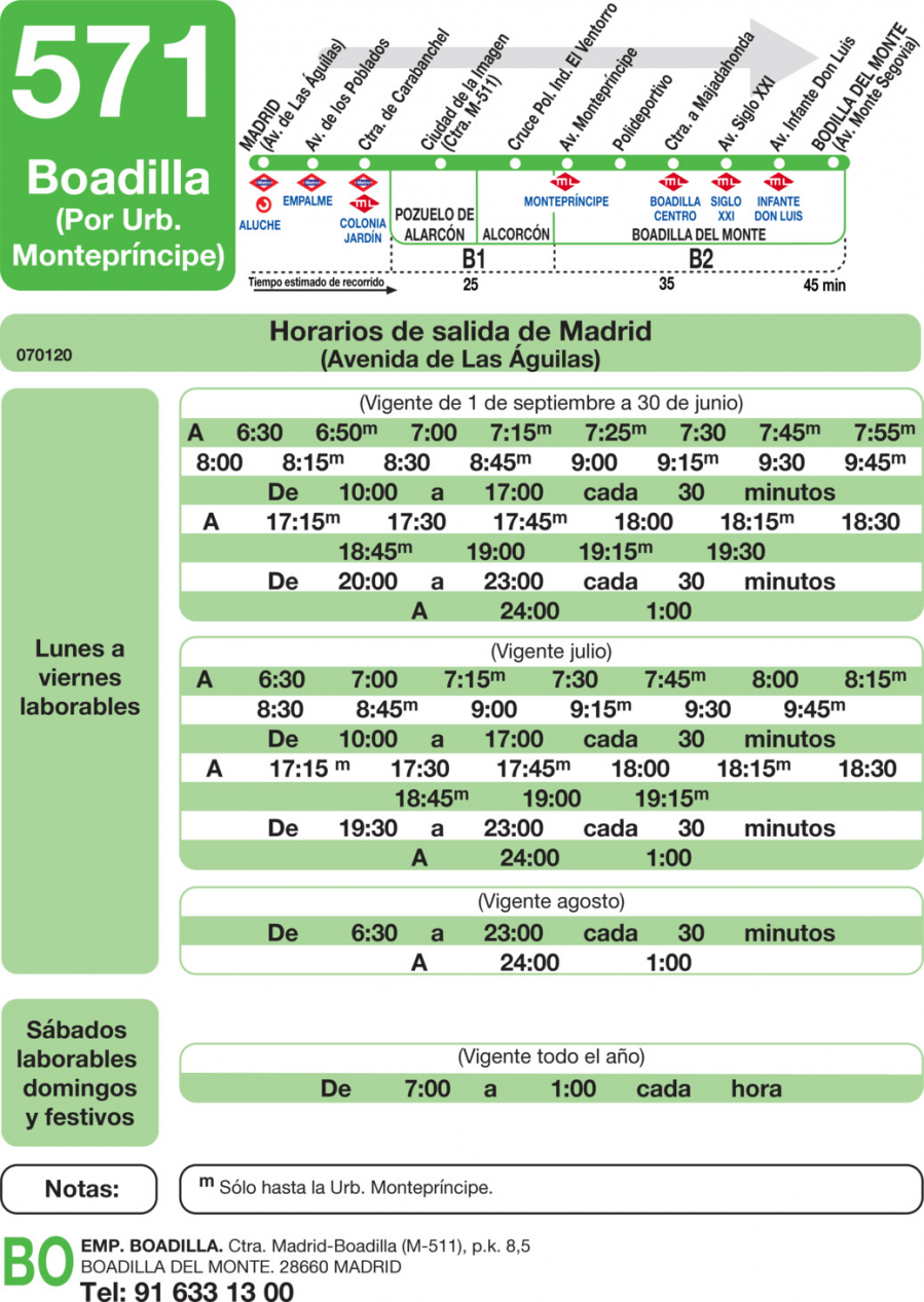 Horario de ida