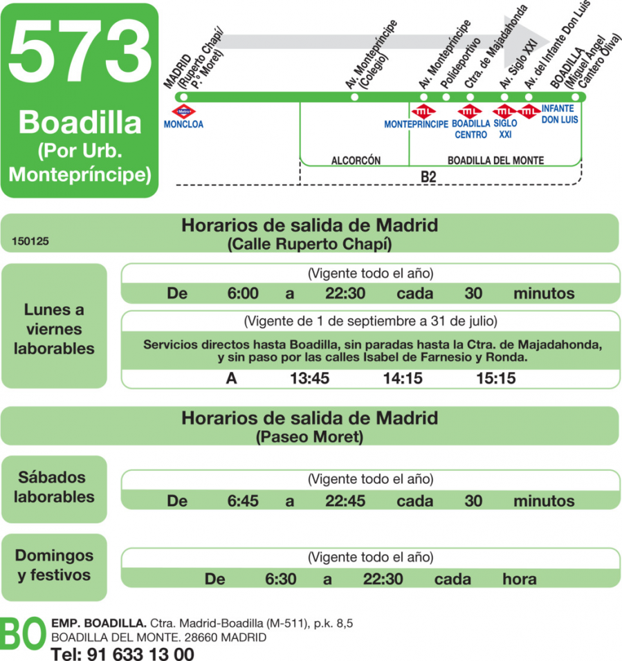 Horario de ida