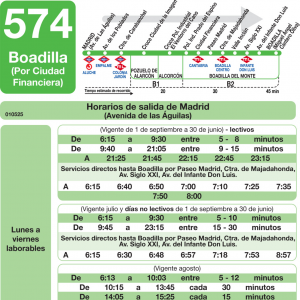 Horario de ida Línea 574 Autobuses Interurbanos