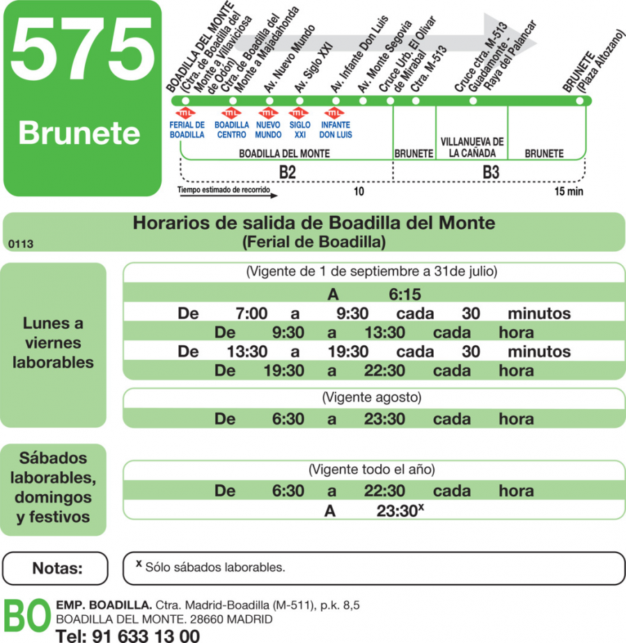 Horario de ida