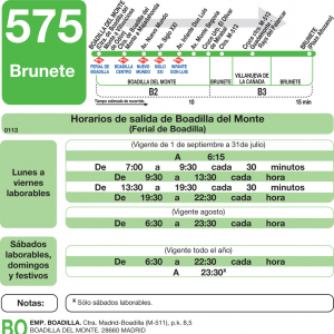 Horario de ida Línea 575 Autobuses Interurbanos