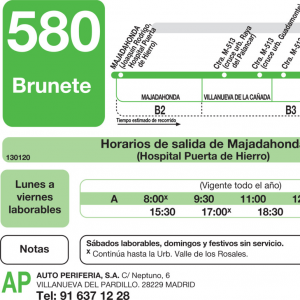 Horario de ida Línea 580 Autobuses Interurbanos
