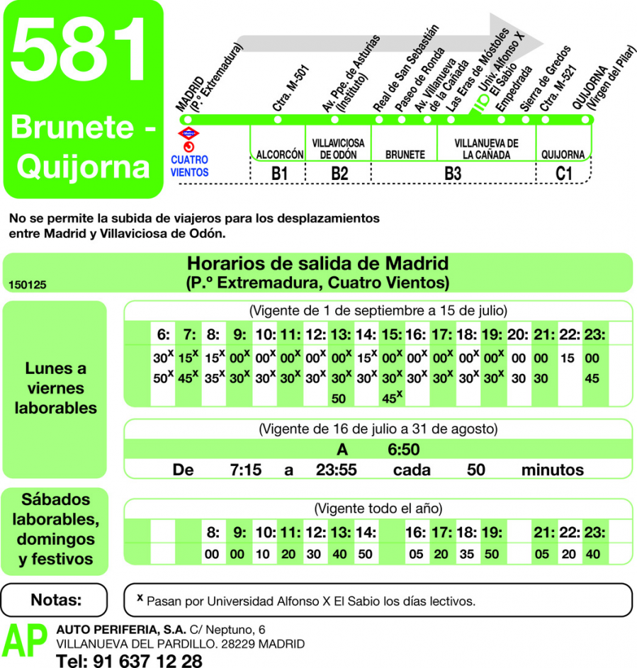 Horario de ida