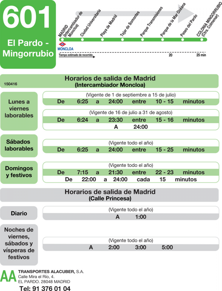 Horario de ida