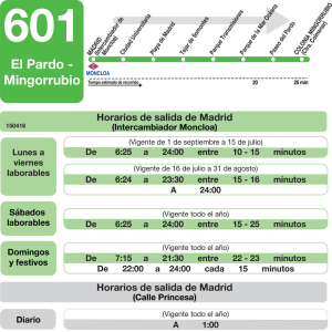 Horario de ida Línea 601 Autobuses Interurbanos