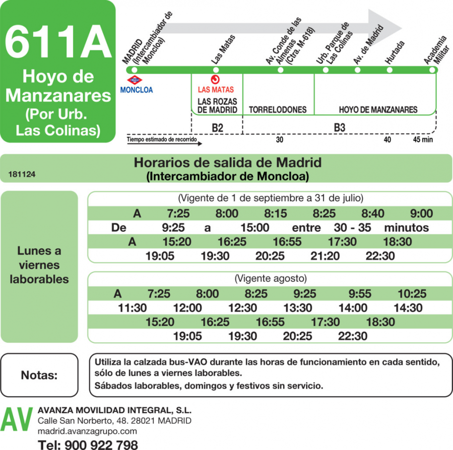 Horario de ida