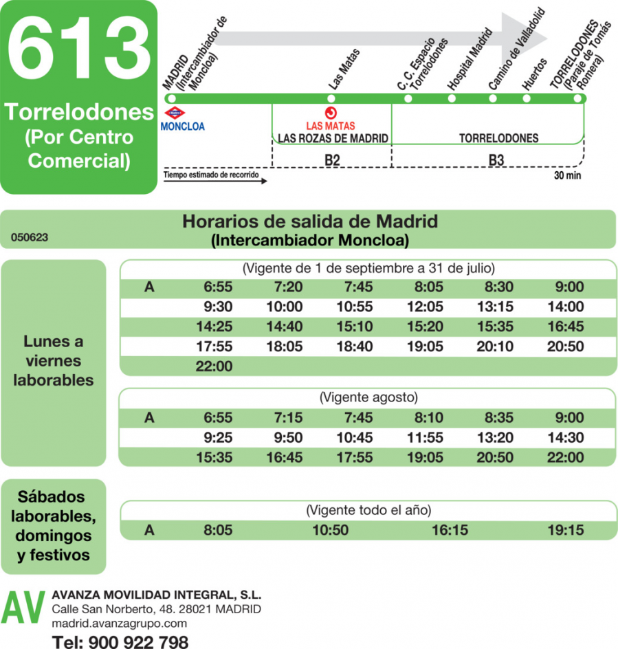 Horario de ida