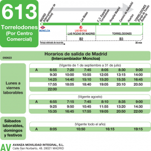 Horario de ida Línea 613 Autobuses Interurbanos