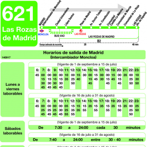 Horario de ida Línea 621 Autobuses Interurbanos