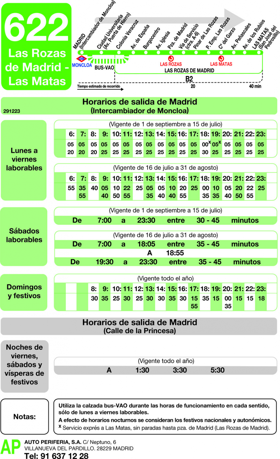 Horario de ida