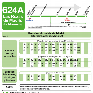 Horario de ida Línea 624-A Autobuses Interurbanos