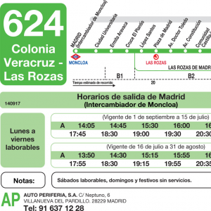 Horario de ida Línea 624 Autobuses Interurbanos